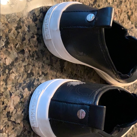 Calvin Klein faux leather loafers black white 6.5 - Picture 6 of 6